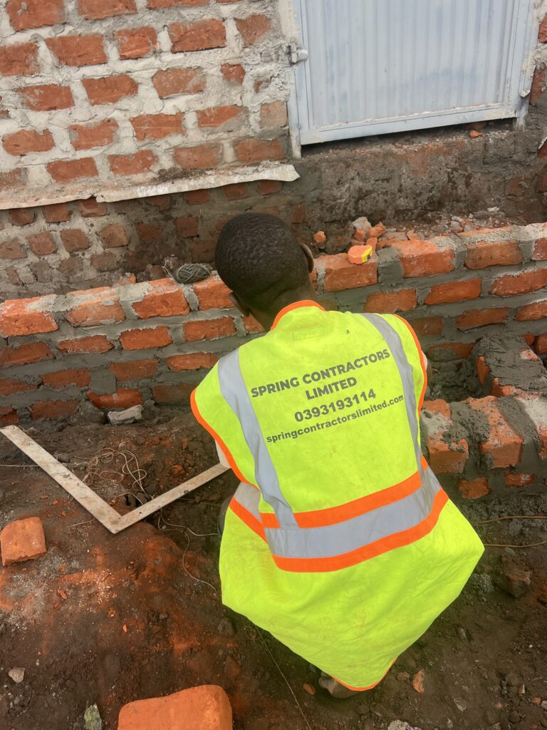 A technical diagram showing plumbing and drainage essentials in Uganda for a modern residential building.